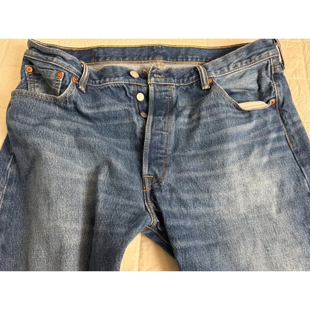 Levis 501 Original Fit Mens Medium Wash Blue Straight Leg Denim‎ Jeans W36 L36